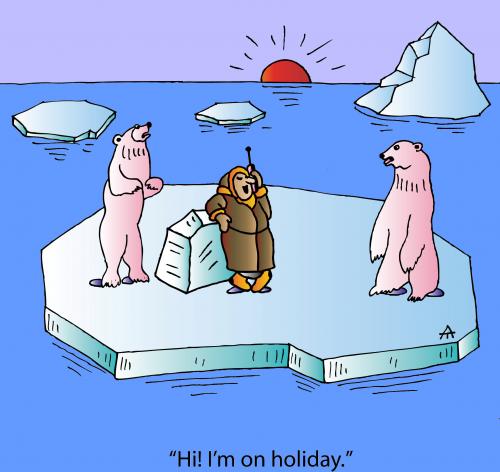 Cartoon: On Holiday (medium) by Alexei Talimonov tagged holiday,pole,global,warming,climate,change