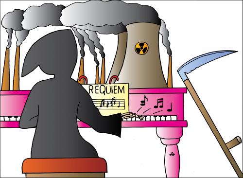Cartoon: Requiem (medium) by Alexei Talimonov tagged requiem,nuclear,energy