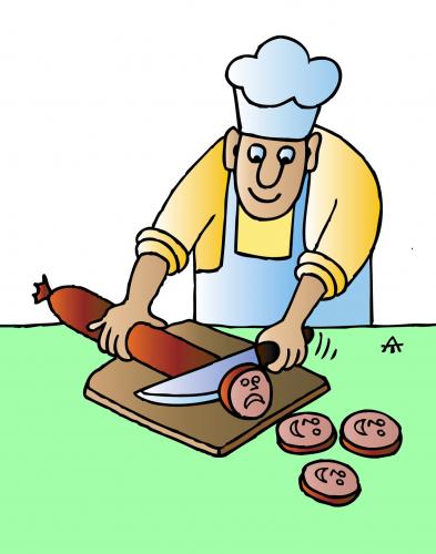 Cartoon: Sausage (medium) by Alexei Talimonov tagged food,sausage,faces,butcher