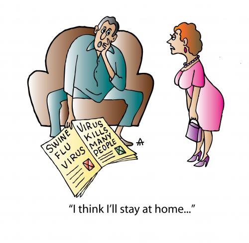 Cartoon: Stay at home (medium) by Alexei Talimonov tagged swine,flu,virus
