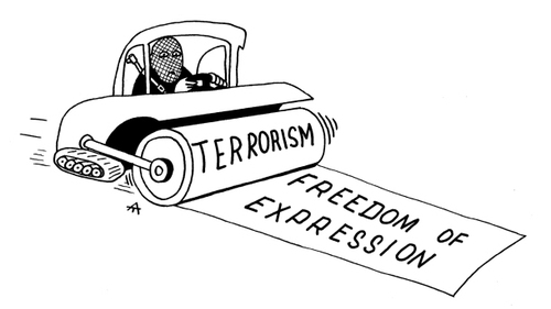 Cartoon: Terrorism (medium) by Alexei Talimonov tagged terrorism,charlie,hebdo,freedom,expression