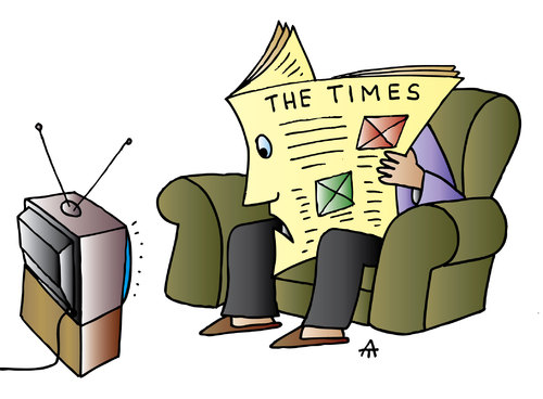 Cartoon: The Times (medium) by Alexei Talimonov tagged media,newspapers,tv