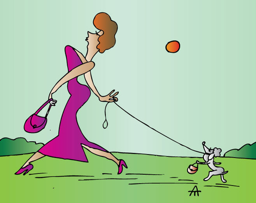 Cartoon: Woman and dog (medium) by Alexei Talimonov tagged woman,dog,pets