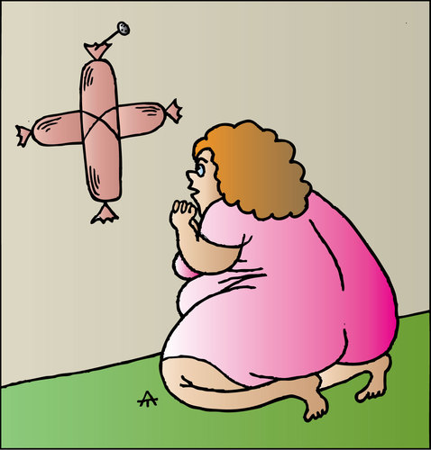 Cartoon: Woman and Sausages (medium) by Alexei Talimonov tagged sausage,health