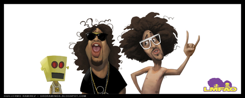 Cartoon: LMFAO caricature (medium) by GRamirez tagged caricature,ramirez,guillermo,redfoo,skyblu,lmfao