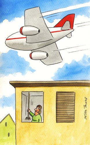 Cartoon: fluglärm (medium) by Peter Thulke tagged fluglärm,flugzeug,flugplatz,fluglärm,flugzeug,flugplatz