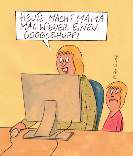 Cartoon: googlehupf (medium) by Peter Thulke tagged backen,internet,backen,internet