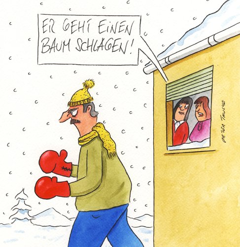 Cartoon: schlagen (medium) by Peter Thulke tagged weihnachten,weihnachtsbaum,weihnachten,weihnachtsbaum,schnee,winter