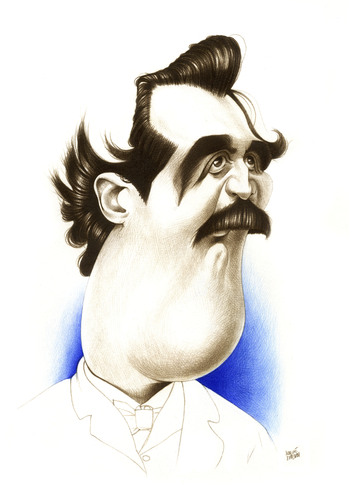 Cartoon: Mihai Eminescu (medium) by achille tagged eminescu,karikatur,karikaturen,portrait,mihai eminescu,dichter,mihai,eminescu