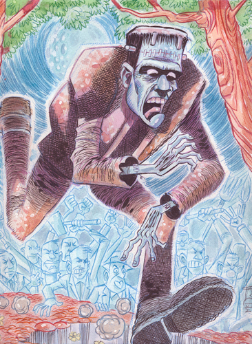 Cartoon: Frankensteins Monster Running (medium) by Cartoons and Illustrations by Jim McDermott tagged frankenstein,monster,scary,movies,universalmonster