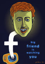 Cartoon: Zuckerberg is watching you (small) by gilderic tagged zuckerberg facebook zuckerbook caricature cartoon geek gilderic illustration
