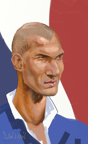 Cartoon: Zidane (medium) by sanjuan tagged zidane,zizou,football,sports