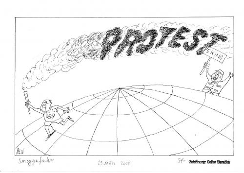 Cartoon: Smoggefahr (medium) by Gabor Benedek tagged china,olympia,olympics,protest,boykott,