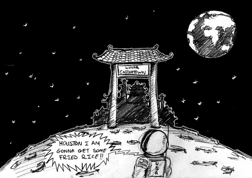 Cartoon: Lunar chinatown (medium) by sebtahu4 tagged china,lunar,moon,chinatown