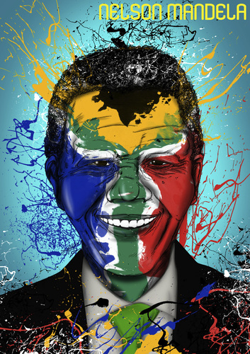 Cartoon: Nelson Mandela (medium) by sebtahu4 tagged nelson,mandela,portrait