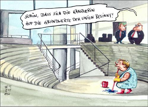 Cartoon: merkel werte (medium) by huehn tagged cdu,merkel,werte