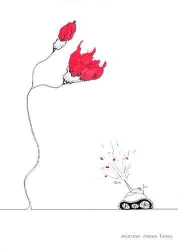 Cartoon: flower and war (medium) by adimizi tagged cizgi