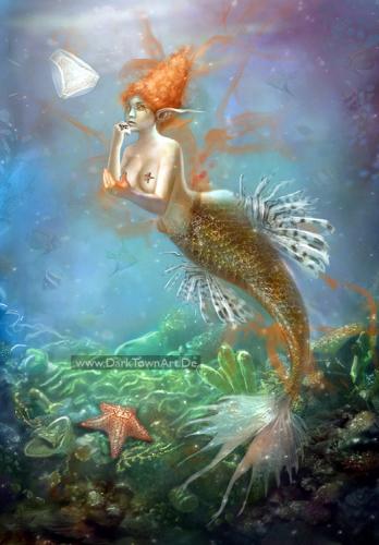 Cartoon: Mermaid Discoveries (medium) by Azurelle tagged azurelle,anne,pogoda,mermaid,arielle