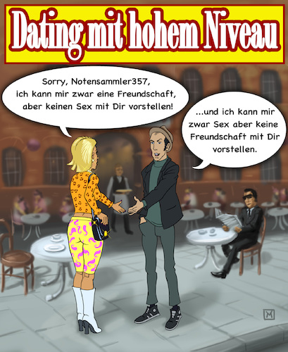 Cartoon: Dating mit hohem Niveau (medium) by Michael Verhülsdonk tagged onlinedating,freundschaftplus,frau,mann,single,singlebörsen,paarship