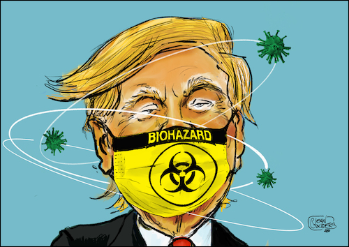 Cartoon: bio hazard (medium) by jean gouders cartoons tagged trump,corona,usa,crisis,trump,corona,usa,crisis
