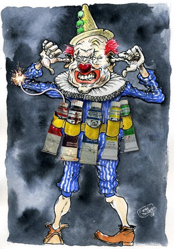 Cartoon: exploding clown (medium) by jean gouders cartoons tagged colour,jean,gouders,clown