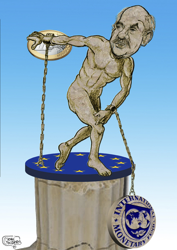 Cartoon: financial crisis greece (medium) by jean gouders cartoons tagged financial,crisis,greece,papandreu,jean,gouders
