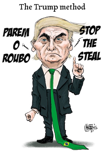Cartoon: Stop the steal (medium) by jean gouders cartoons tagged bolsonaro,brazil,coup,attempt,bolsonaro,brazil,coup,attempt