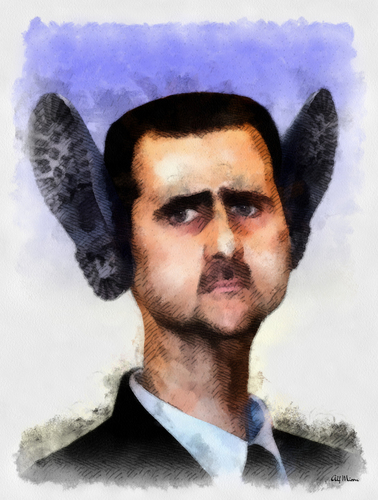 Cartoon: Its time to say good bye Bashar (medium) by Alf Miron tagged revolution,jasmine,spring,arab,shoes,dictator,protest,syria,assad,bashar