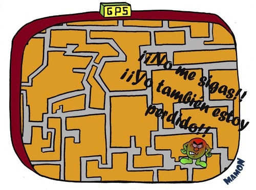 Cartoon: gps (medium) by mmon tagged gps,seguir,perdido