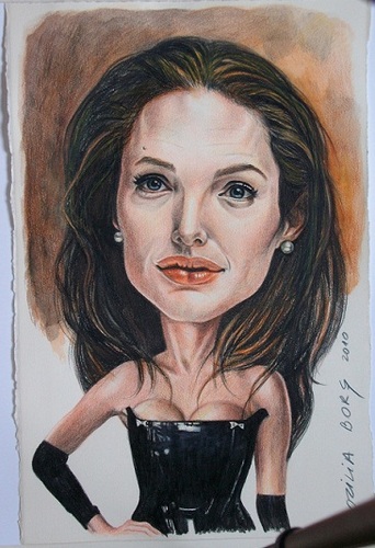 Cartoon: Angelina Jolie (medium) by Otilia Bors tagged jolie,angelina
