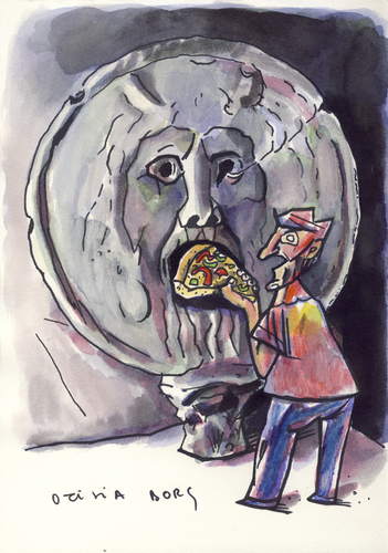 Cartoon: Bocca delle verita (medium) by Otilia Bors tagged pizzapitch