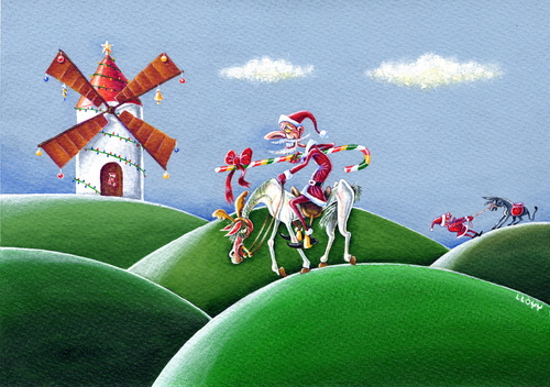 Cartoon: Christmas Quijote (medium) by lloyy tagged christmas,quijote