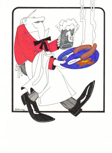 Cartoon: wurst und bier (medium) by ruditoons tagged kellner,