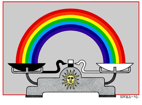 Cartoon: Equilibrium (medium) by srba tagged libra,light,rainbow,equilibrium