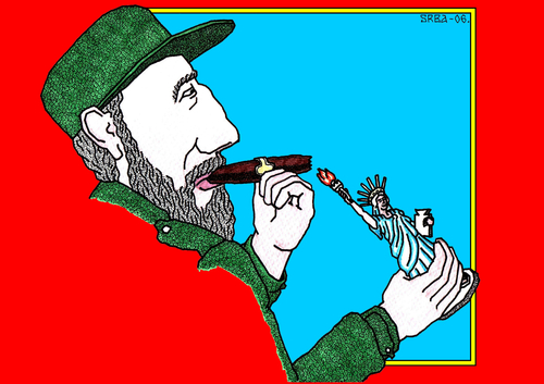 Cartoon: Fidel Castro (medium) by srba tagged freedom,caricature,portrait,liberty,castro