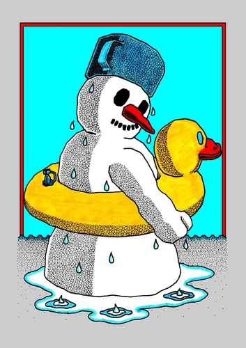 Cartoon: Happy Snowman (medium) by srba tagged snowman,warming,climate