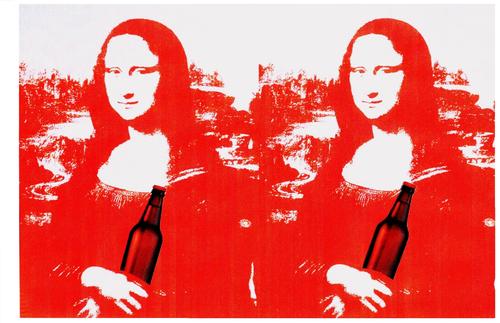 Cartoon: Mona Lisa (medium) by srba tagged beer,warhol,leonardo,smile,gioconda