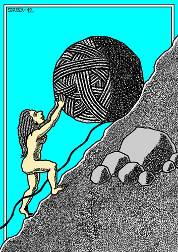 Cartoon: Sisyphina (medium) by srba tagged hank,sisyphus,8thmarch,women