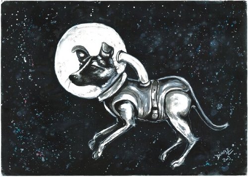 Cartoon: Laika the russian dog (medium) by dimaz_restivo tagged laika,dog