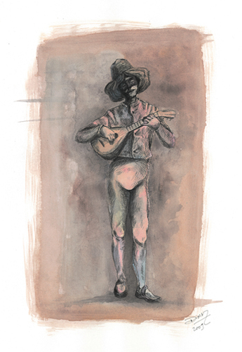 Cartoon: Troubadour (medium) by dimaz_restivo tagged music