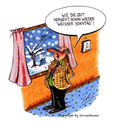 Cartoon: Weißer Sonntag... (medium) by irlcartoons tagged april,kalt,feiertag,fest,kommunion,frühling,schnee,winter,kirche,sonntag,weißer,irlcartoons,wortspiel