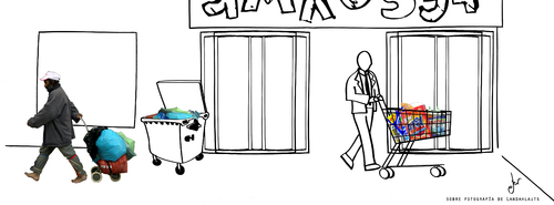 Cartoon: Comida y basura (medium) by german ferrero tagged comida,food,basura,consumo,consum,shoping,supermarket,supermercado,ger,antruejo