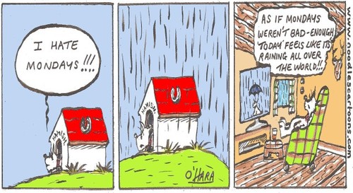 Cartoon: Mondays!. (medium) by noodles cartoons tagged hamish,scotty,dog,cartoon,rain,weather,monday,scotland