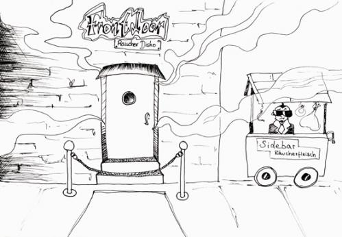 Cartoon: smoke area (medium) by vampiri tagged meat,smoke,disco