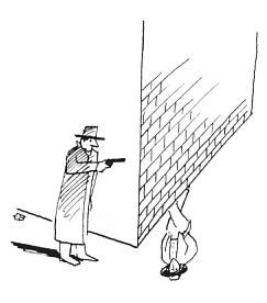 Cartoon: Just Around the Corner (medium) by Mihail tagged corner,street,gun,waiting,wall,