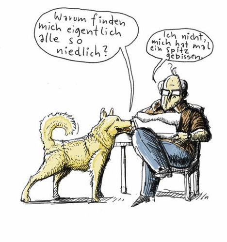 Cartoon: - (medium) by Radikanu tagged tiere,hund,hunde,zeitung,cafe,niedlich,freund,lustig,funny,dick,fett,labrador