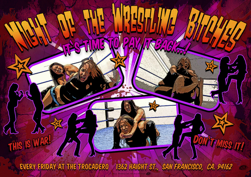 Cartoon: Night of the wrestling bitches (medium) by elle62 tagged wrestling,girls,event,poster,entertainment