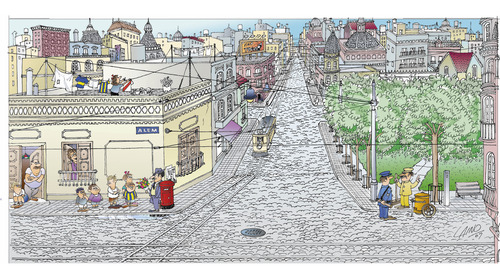 Cartoon: Corner Street (medium) by LAINO tagged street,corner