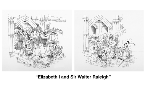 Cartoon: Liz and Walter (medium) by LAINO tagged walter,raleigh,queen,elisabeth