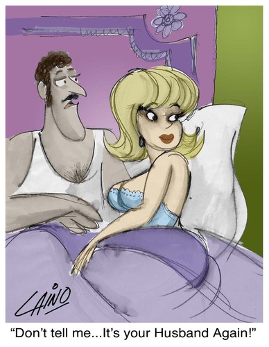 Cartoon: The Husband (medium) by LAINO tagged husband,wife,cheating,marriage,love